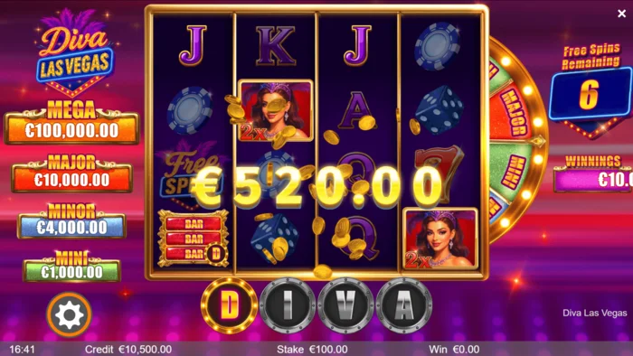 Diva Las Vegas - zwycięska kombinacja z symbolami Wild